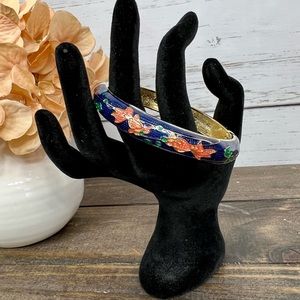 Vintage JTF Gold-Tone Goldfish Cloisonne Clamper Bracelet
